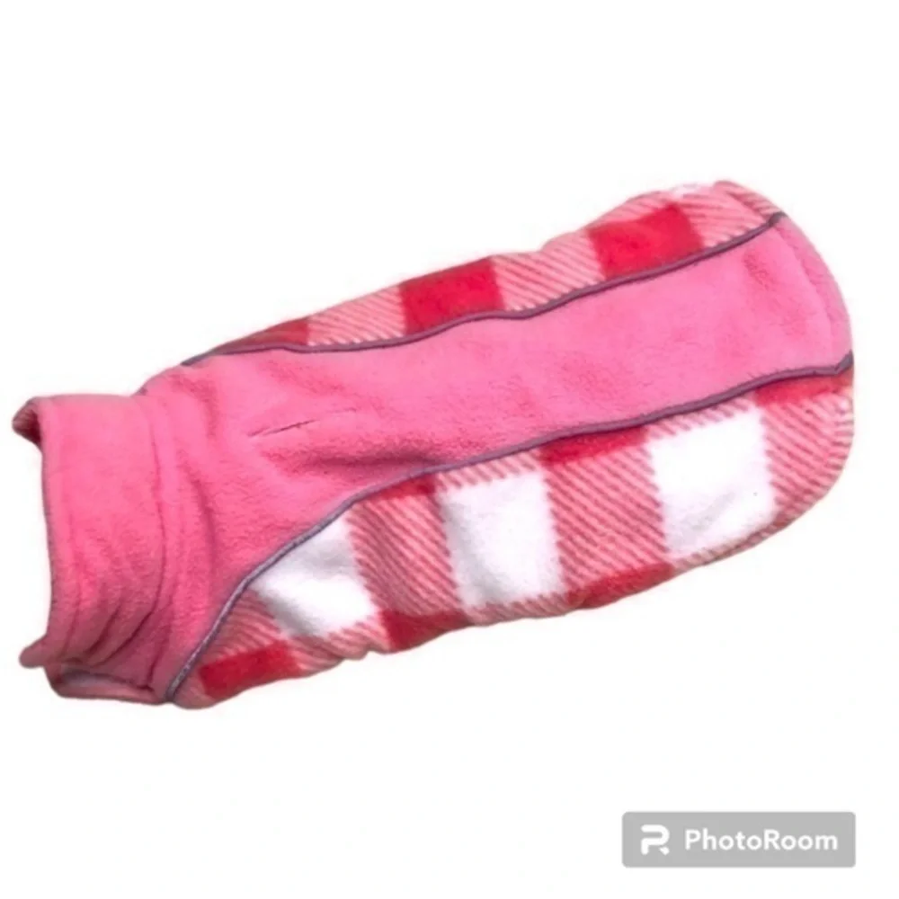 PET COAT | XS Pink Dog or Cat Coat with Dual Velcro Straps and Leash Hook Hole